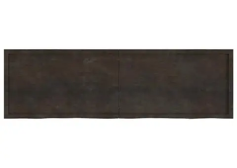 Blat de baie, maro închis, 200x60x(2-6) cm, lemn masiv tratat - 4/5