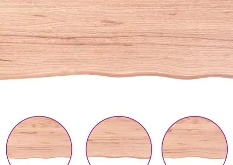 Blat de masă maro 100x40x(2-4) cm, lemn masiv stejar tratat - 5/5