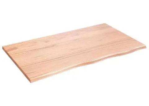 Blat masă maro deschis 100x60x2 cm, lemn masiv stejar tratat - 2/5
