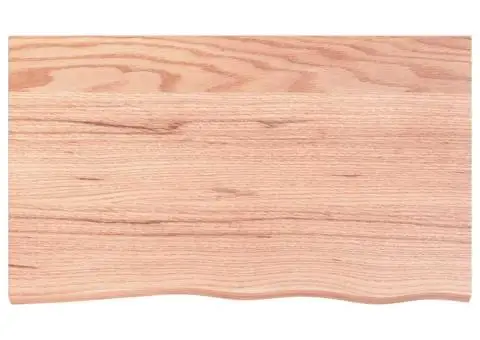 Blat masă maro deschis 100x60x2 cm, lemn masiv stejar tratat - 3/5