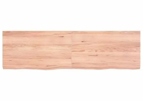 Blat de masă maro 140x40x(2-4) cm, lemn masiv stejar tratat - 3/5