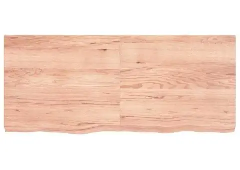 Blat de masă maro 140x60x(2-6) cm, lemn masiv stejar tratat - 3/5