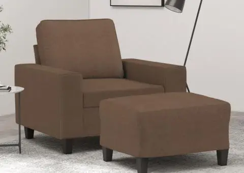 Fotoliu canapea cu taburet, maro, 60 cm, material textil - 1/5