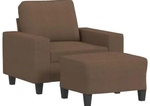 Fotoliu canapea cu taburet, maro, 60 cm, material textil - 2/5