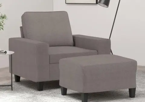 Fotoliu canapea cu taburet, taupe, 60 cm, material textil - 1/5