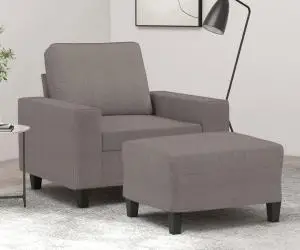 vidaXL Fotoliu canapea cu taburet, taupe, 60 cm, material textil