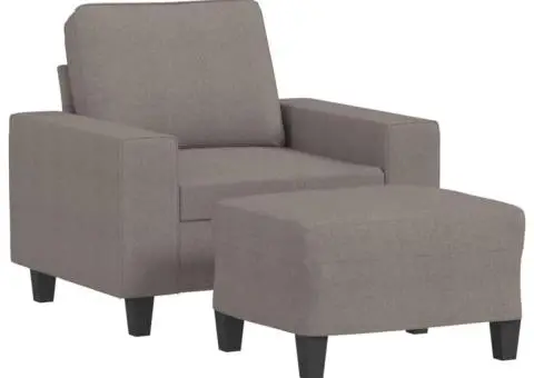 Fotoliu canapea cu taburet, taupe, 60 cm, material textil - 2/5