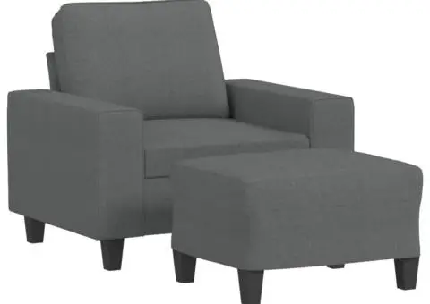 Fotoliu canapea cu taburet, gri închis, 60 cm, textil - 2/5