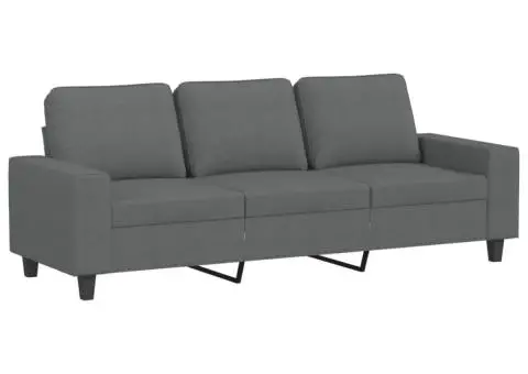 Canapea cu 3 locuri și taburet, gri închis, 180 cm, textil - 3/5