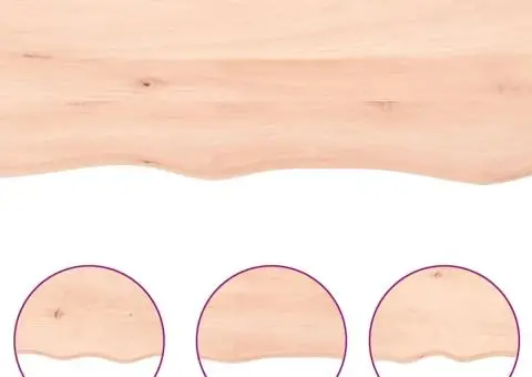 Blat de baie, 120x50x(2-6) cm, lemn masiv netratat - 5/5