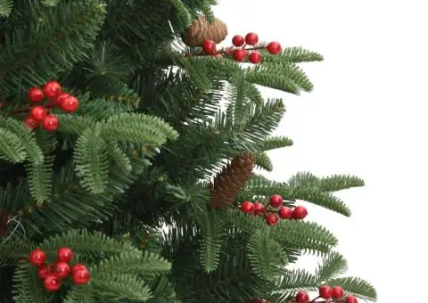 Pom Crăciun artificial cu balamale, conuri, fructe roșii 180 cm - 5/5