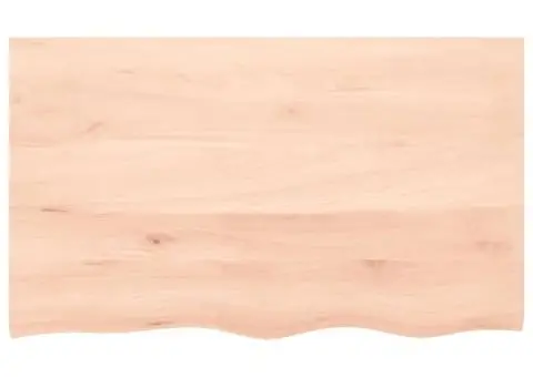 Blat de baie, 100x60x2 cm, lemn masiv netratat - 3/5