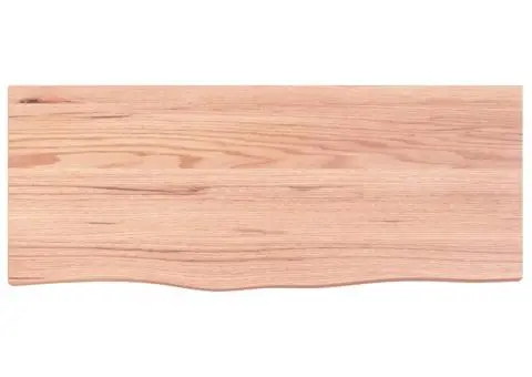 Blat de baie, maro deschis, 100x40x(2-4) cm, lemn masiv tratat - 3/5