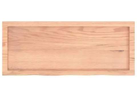 Blat de baie, maro deschis, 100x40x(2-4) cm, lemn masiv tratat - 4/5