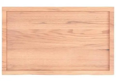 Blat de baie, maro deschis, 100x60x(2-6) cm, lemn masiv tratat - 4/5