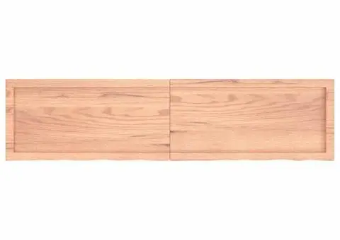 Blat de baie, maro deschis, 160x40x(2-4) cm, lemn masiv tratat - 3/5