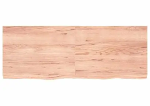 Blat de baie, maro deschis, 160x60x(2-6) cm, lemn masiv tratat - 4/5