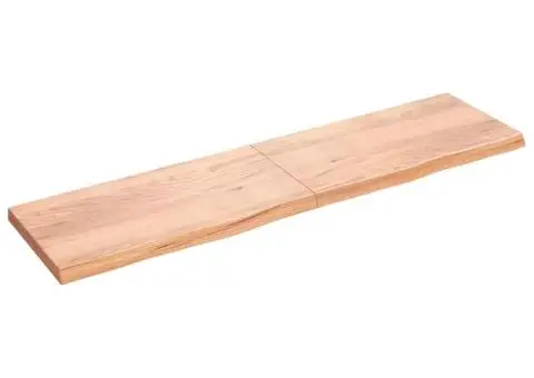 Blat de baie, maro deschis, 200x50x(2-6) cm, lemn masiv tratat - 2/5