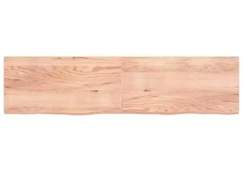 Blat de baie, maro deschis, 200x50x(2-6) cm, lemn masiv tratat - 3/5