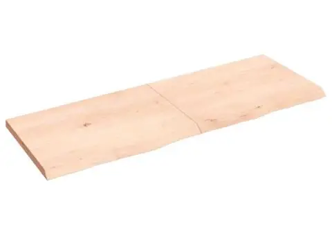 Blat de masă, 140x50x(2-4) cm, lemn masiv de stejar netratat - 1/5