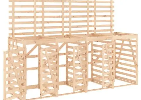 Magazie cvadruplă depozitare coș de gunoi, lemn masiv de pin - 2/5