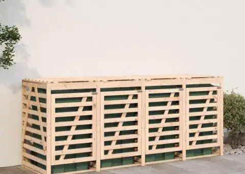 Magazie cvadruplă depozitare coș de gunoi, lemn masiv de pin - 3/5