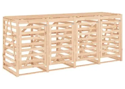 Magazie cvadruplă depozitare coș de gunoi, lemn masiv de pin - 5/5