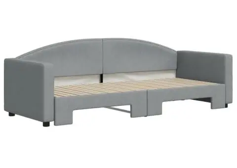 Pat de zi cu extensie, gri deschis, 80x200 cm, textil - 3/5