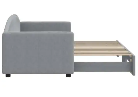 Pat de zi cu extensie, gri deschis, 80x200 cm, textil - 4/5