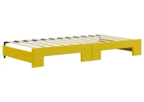 Pat de zi cu extensie și saltea, galben, 100x200 cm, catifea - 5/5