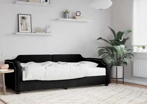 Pat de zi cu saltea, negru, 80x200 cm, textil - 1/5