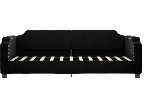 Pat de zi cu saltea, negru, 80x200 cm, textil - 4/5