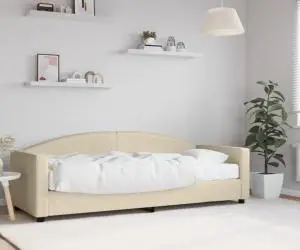 vidaXL Pat de zi cu saltea, crem, 80x200 cm, textil