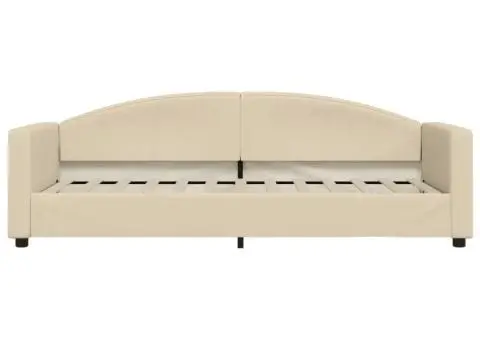 Pat de zi cu saltea, crem, 80x200 cm, textil - 4/5