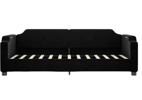 Pat de zi cu saltea, negru, 90x200 cm, textil - 4/5