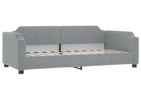 Pat de zi cu saltea, gri deschis, 90x190 cm, textil - 3/5