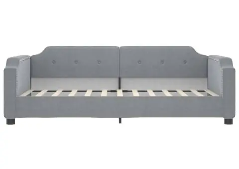 Pat de zi cu saltea, gri deschis, 90x190 cm, textil - 4/5