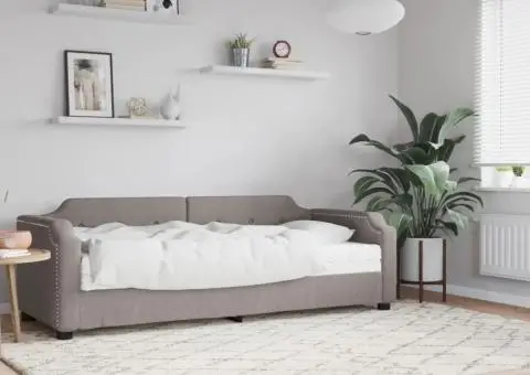 Pat de zi cu saltea, gri taupe, 100x200 cm, textil - 1/5