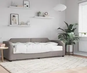 vidaXL Pat de zi cu saltea, gri taupe, 100x200 cm, textil