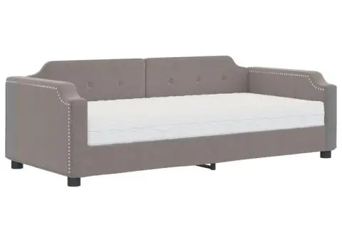 Pat de zi cu saltea, gri taupe, 100x200 cm, textil - 2/5