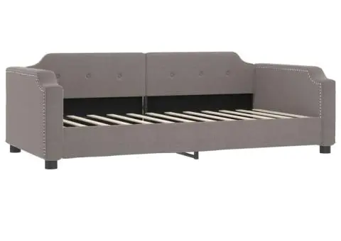 Pat de zi cu saltea, gri taupe, 100x200 cm, textil - 3/5