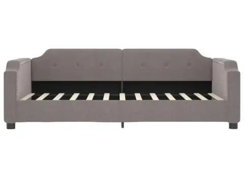 Pat de zi cu saltea, gri taupe, 100x200 cm, textil - 4/5