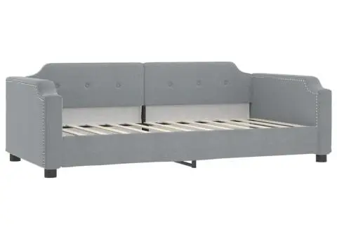 Pat de zi cu saltea, gri deschis, 80x200 cm, textil - 3/5