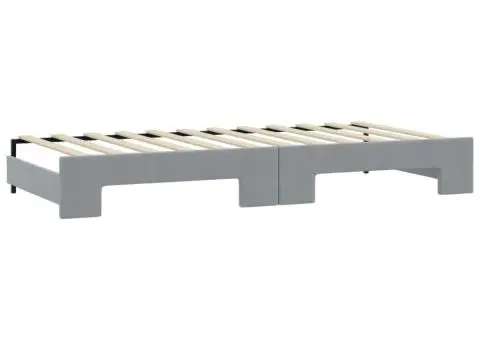 Pat de zi cu extensie și saltele, gri deschis, 80x200 cm textil - 5/5