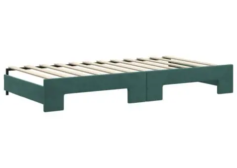 Pat de zi cu extensie și saltele verde închis 100x200cm catifea - 5/5