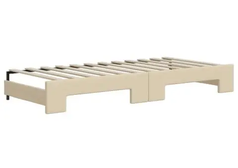 Pat de zi cu extensie și saltele, crem, 80x200 cm, textil - 5/5