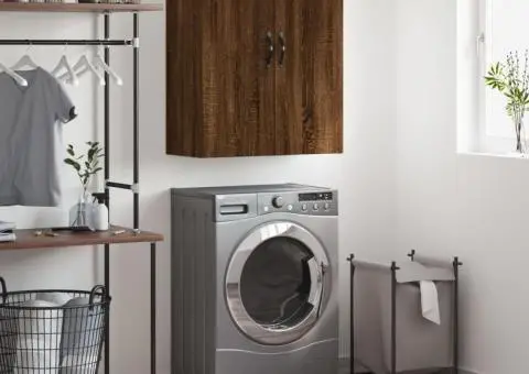 Dulap pe perete, stejar maro, 69,5x34x90 cm, lemn prelucrat - 1/5