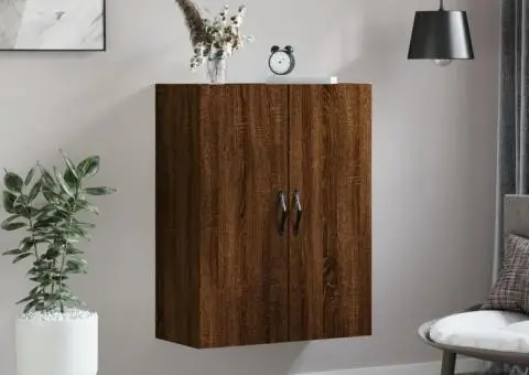 Dulap pe perete, stejar maro, 69,5x34x90 cm, lemn prelucrat - 3/5