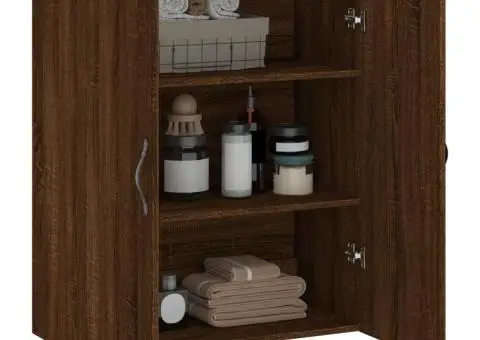 Dulap pe perete, stejar maro, 69,5x34x90 cm, lemn prelucrat - 5/5