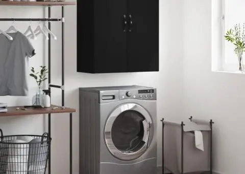 Dulap montat pe perete, negru, 69,5x34x90 cm, lemn prelucrat - 1/5